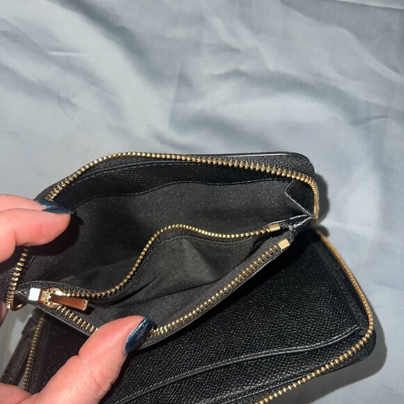 NWOT Vintage '99 Coach Accordion Zip Around Medium Wallet - Black Pebble Leather - Picture 5 of 6